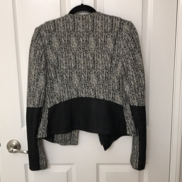 Theory Joean Tweed Herringbone Leather Jacket - Picture 3 of 4